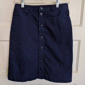 APC Button front navy blue mini skirt